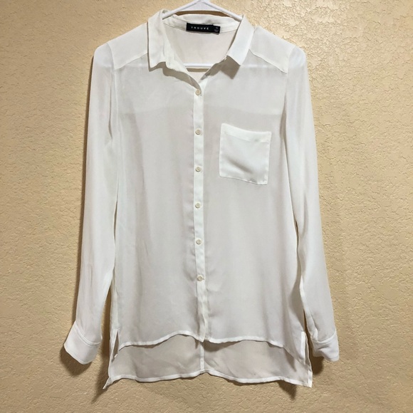 sheer white button down blouse